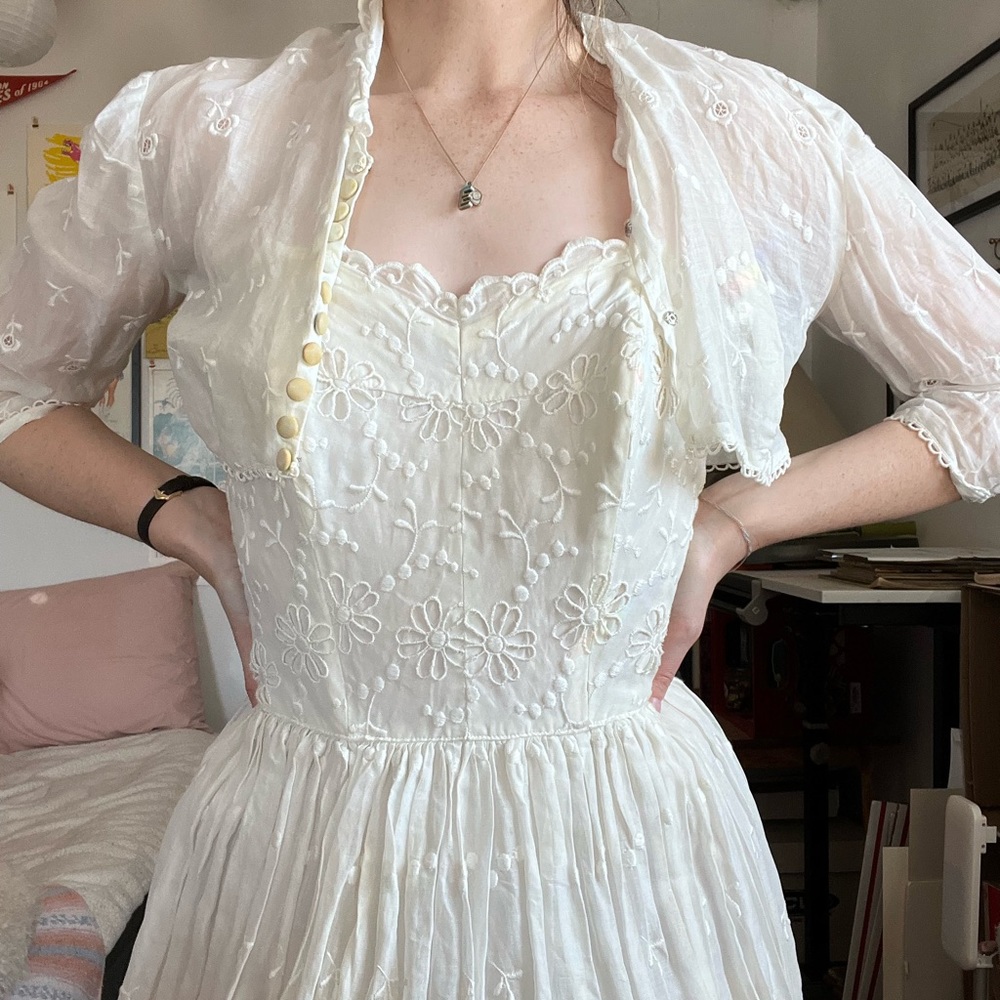 Stunning vintage bridal midi dress 1950s